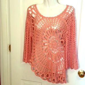 NWT Peach Crochet Look Topper By Roz&Ali